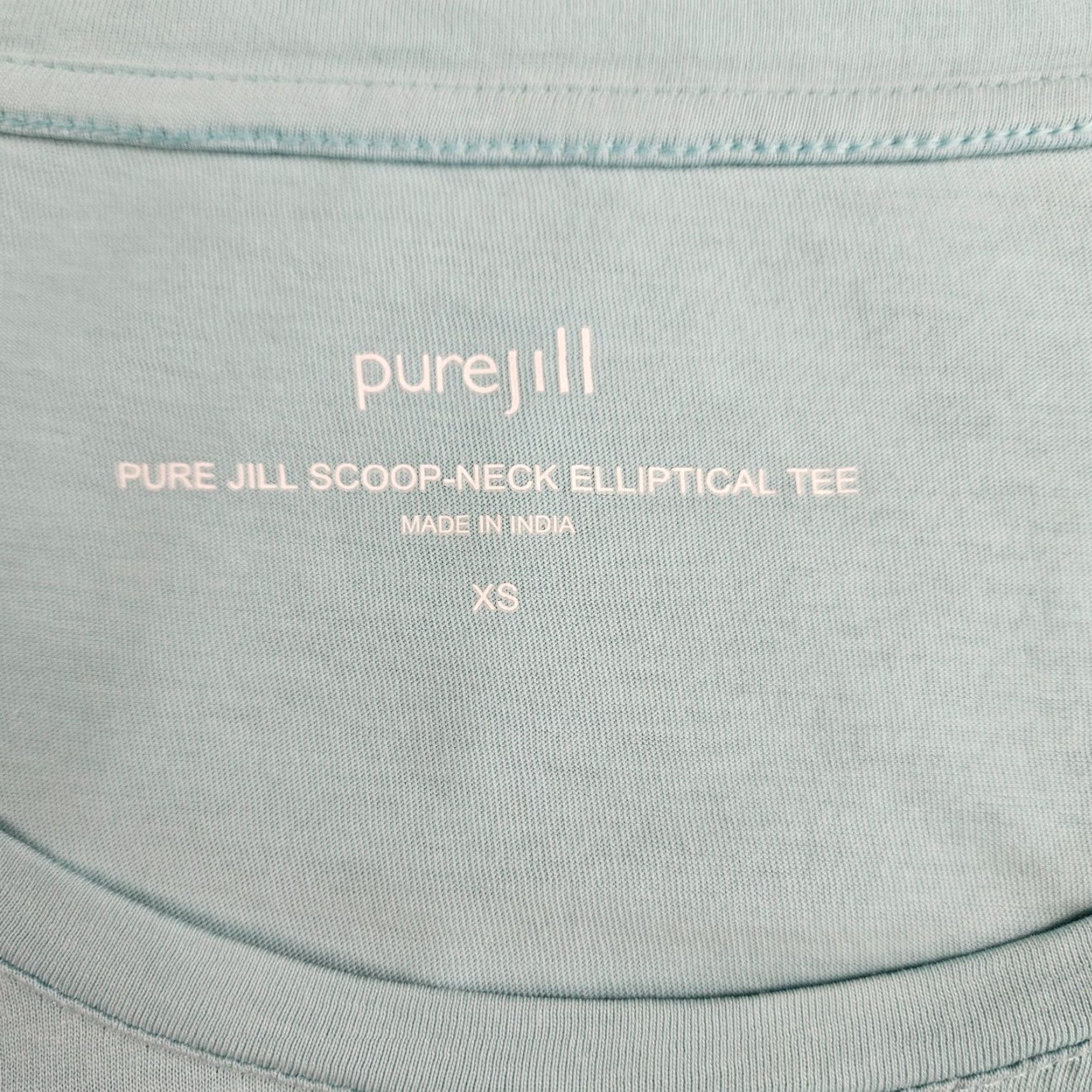 J. Jill Pure Jill Womens Scoop Neck Elliptical Tee XS Solid Blue Cotton T-Shirt Womens XS Short Sleeve Size XS / US 0-2 / IT 36-38 - 6 Thumbnail