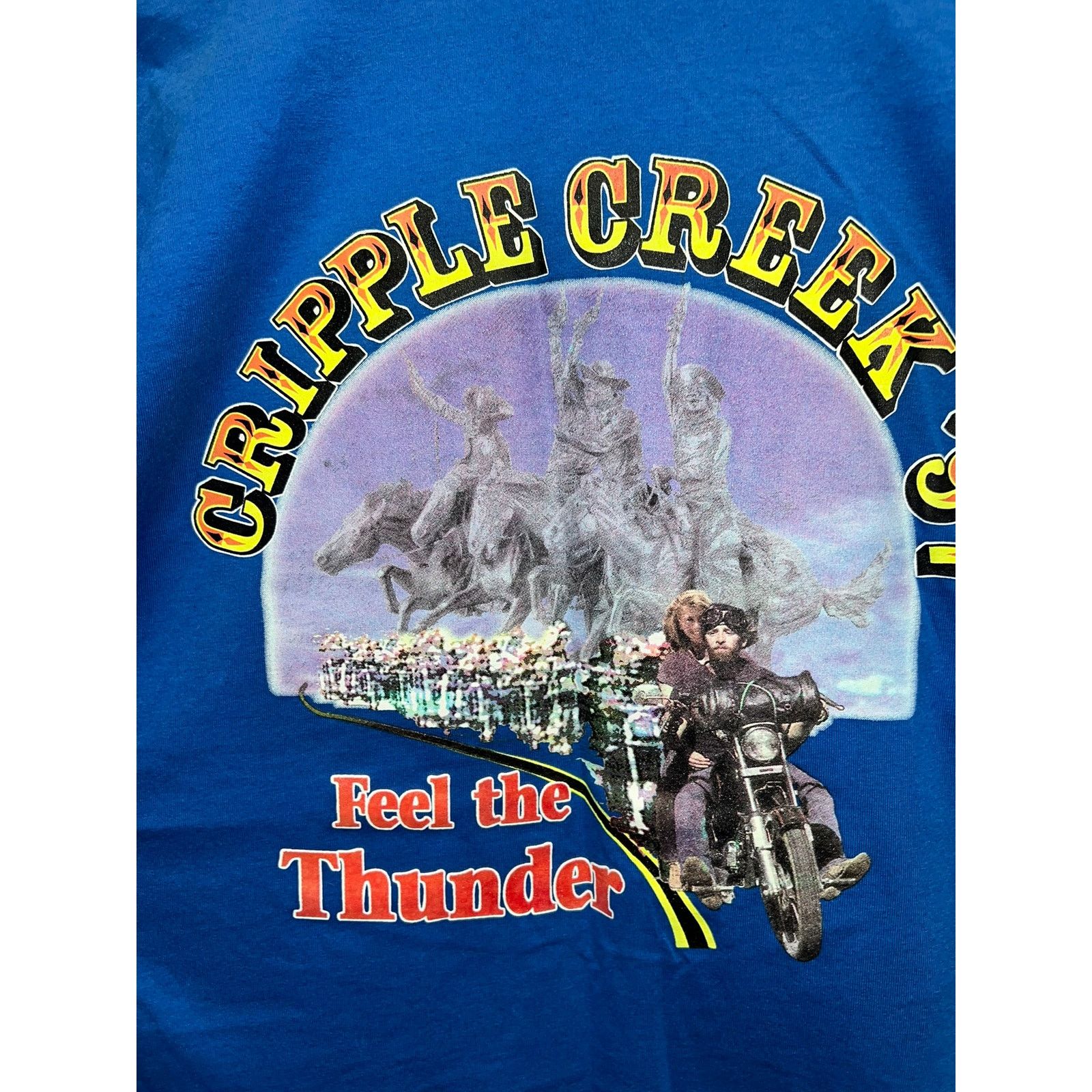 Fruit Of The Loom Vintage Cripple Creek Biker Shirt Feel Thunder 1997 Tee 90s Size US XXL / EU 58 / 5 - 6 Thumbnail