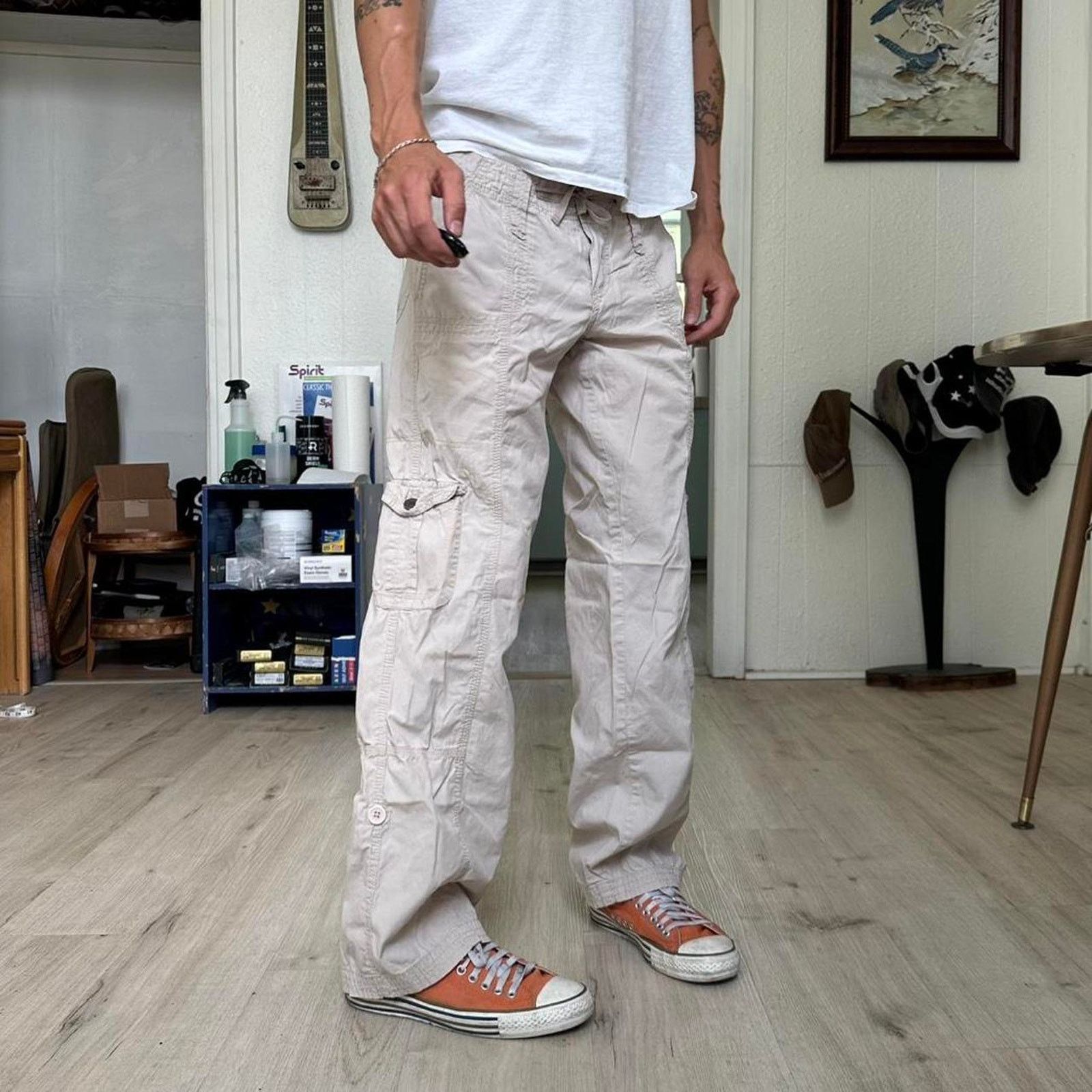 Vintage Vintage Y2K Tan Khaki Max Rave Cargo Utility Capris Pants Size 30" / US 8 / IT 44 - 2 Thumbnail
