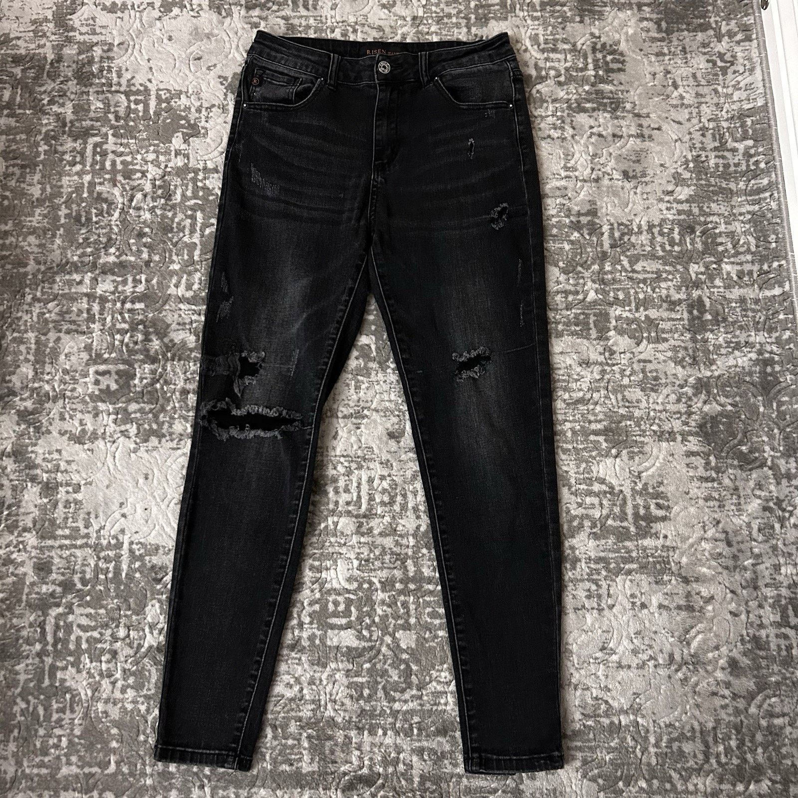 Other Risen Jeans Black Vintage Washed Skinny Distressed size 9/29 Size 29" - 1 Thumbnail