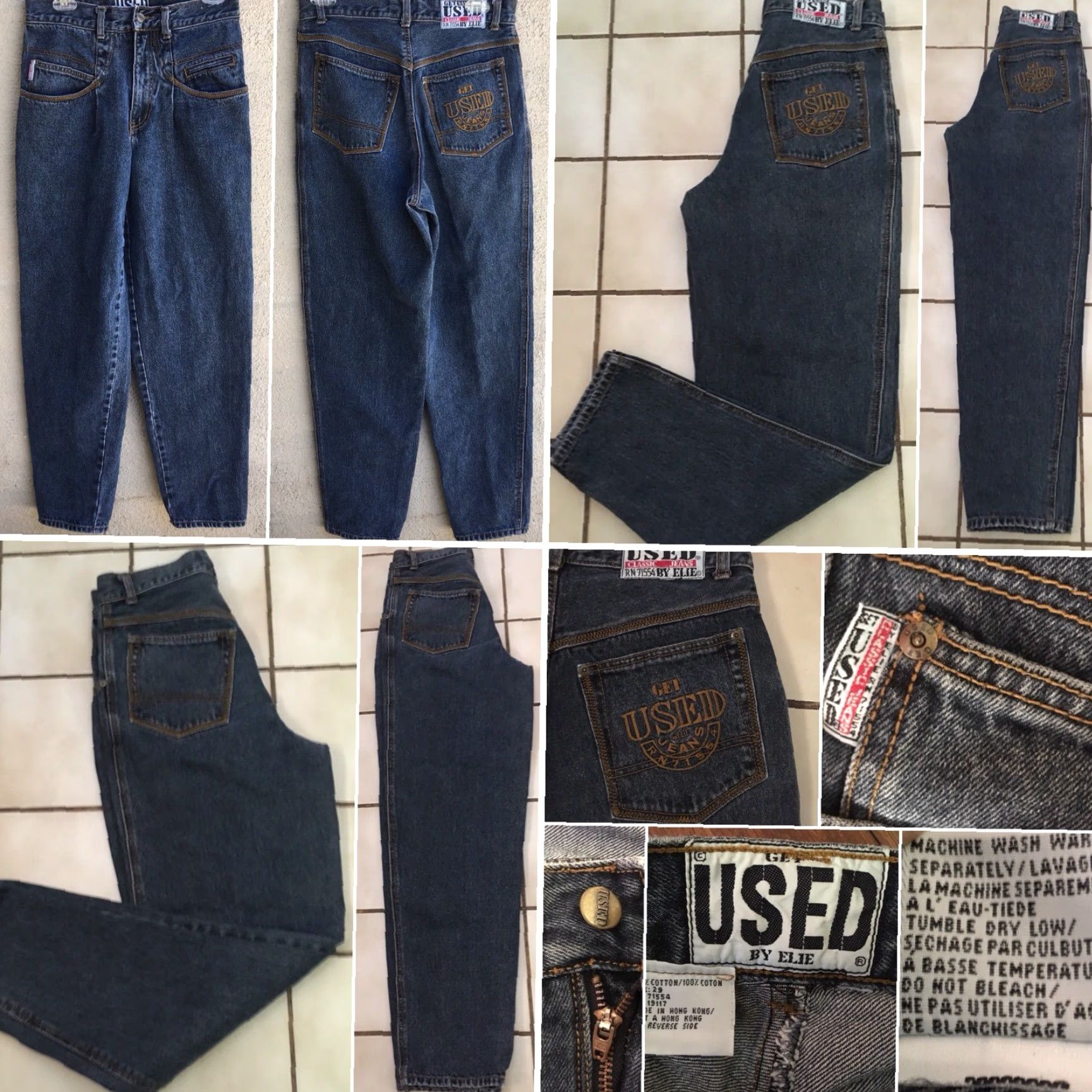 Vintage VINTAGE Get Used Jeans 90s Hip Hop Denim Blue 29 in Waist Mens Womens 1990s Size 29" - 7 Thumbnail