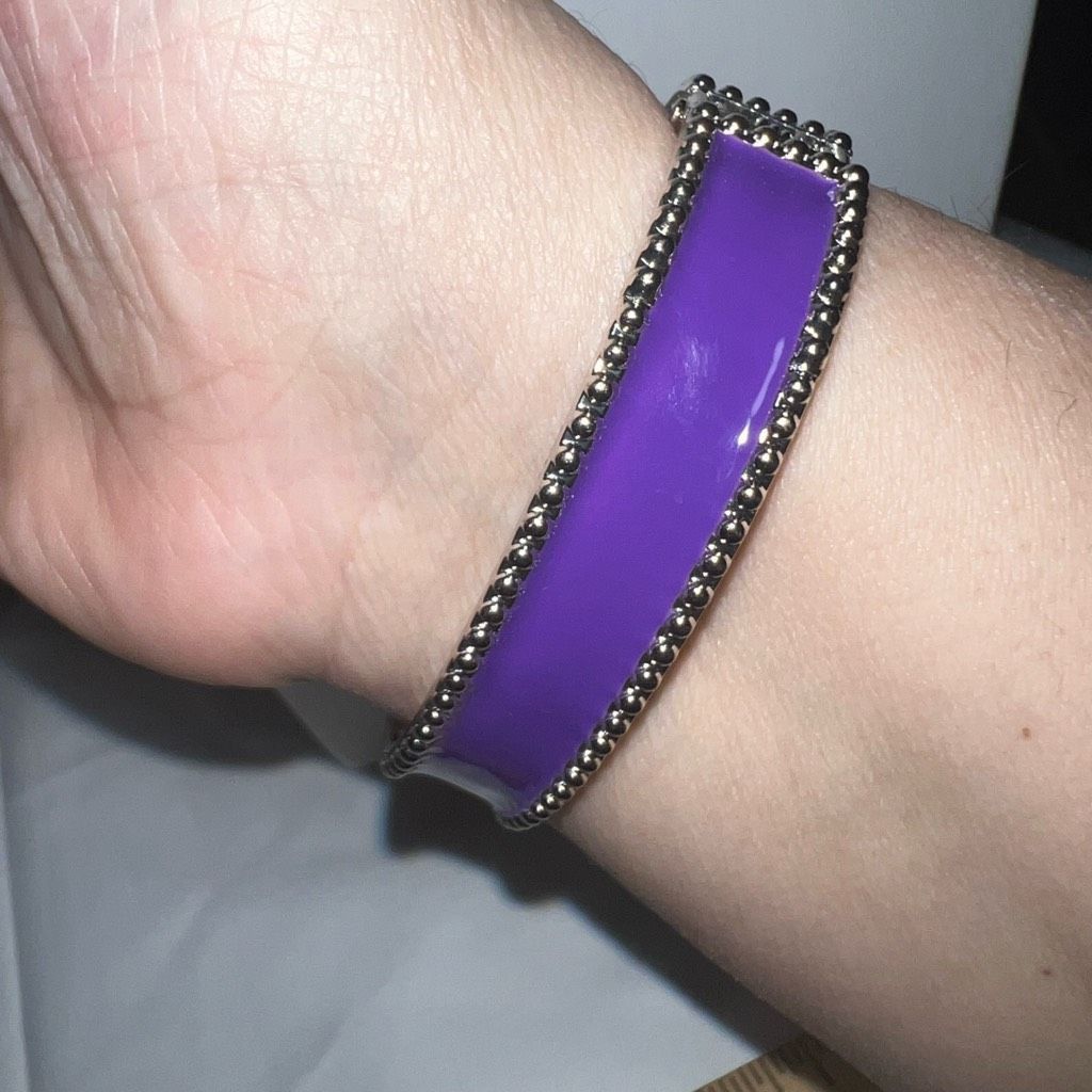 Vintage Vintage Purple Enameled Hinged Cuff Bracelet Size ONE SIZE - 3 Thumbnail