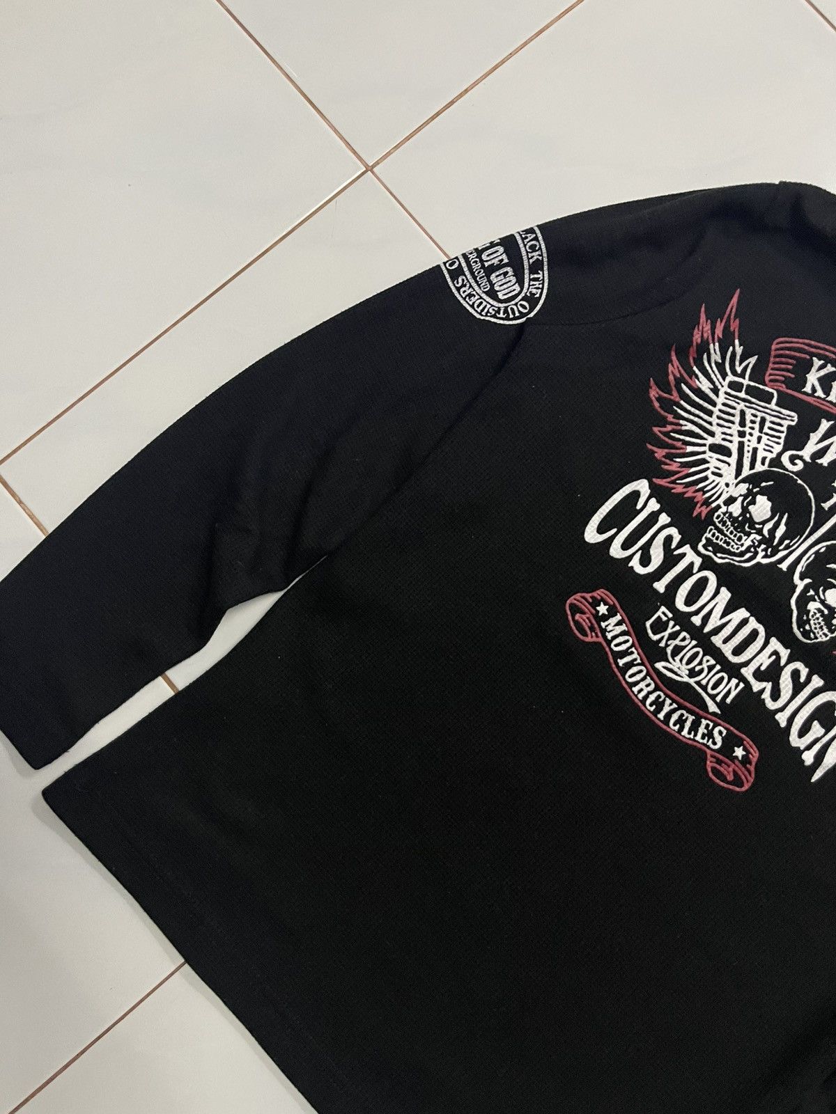 If Six Was Nine × Japanese Brand 2000s KING OF GOD CUSTOM DESIGN MOTORCYCLE SKULL TSHIRT Size US S / EU 44-46 / 1 - 12 Thumbnail