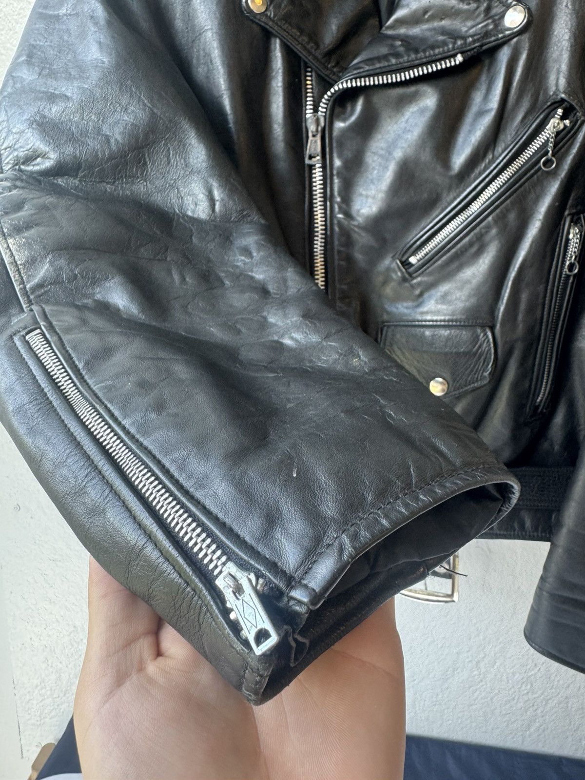 Vintage Vintage 60s Leather Biker Jacket Size US L / EU 52-54 / 3 - 5 Thumbnail