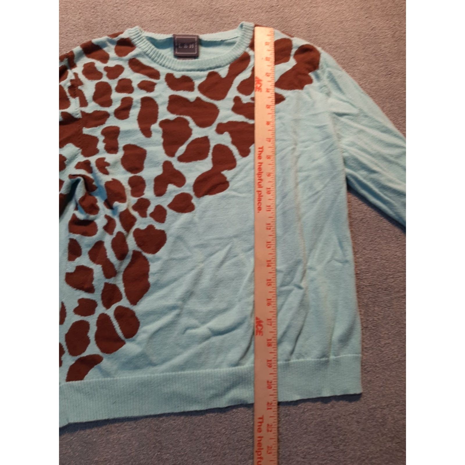 Vintage LBH Womens Sweater Small S Blue Giraffe Pattern Knit long sleeve Size S / US 4 / IT 40 - 2 Thumbnail