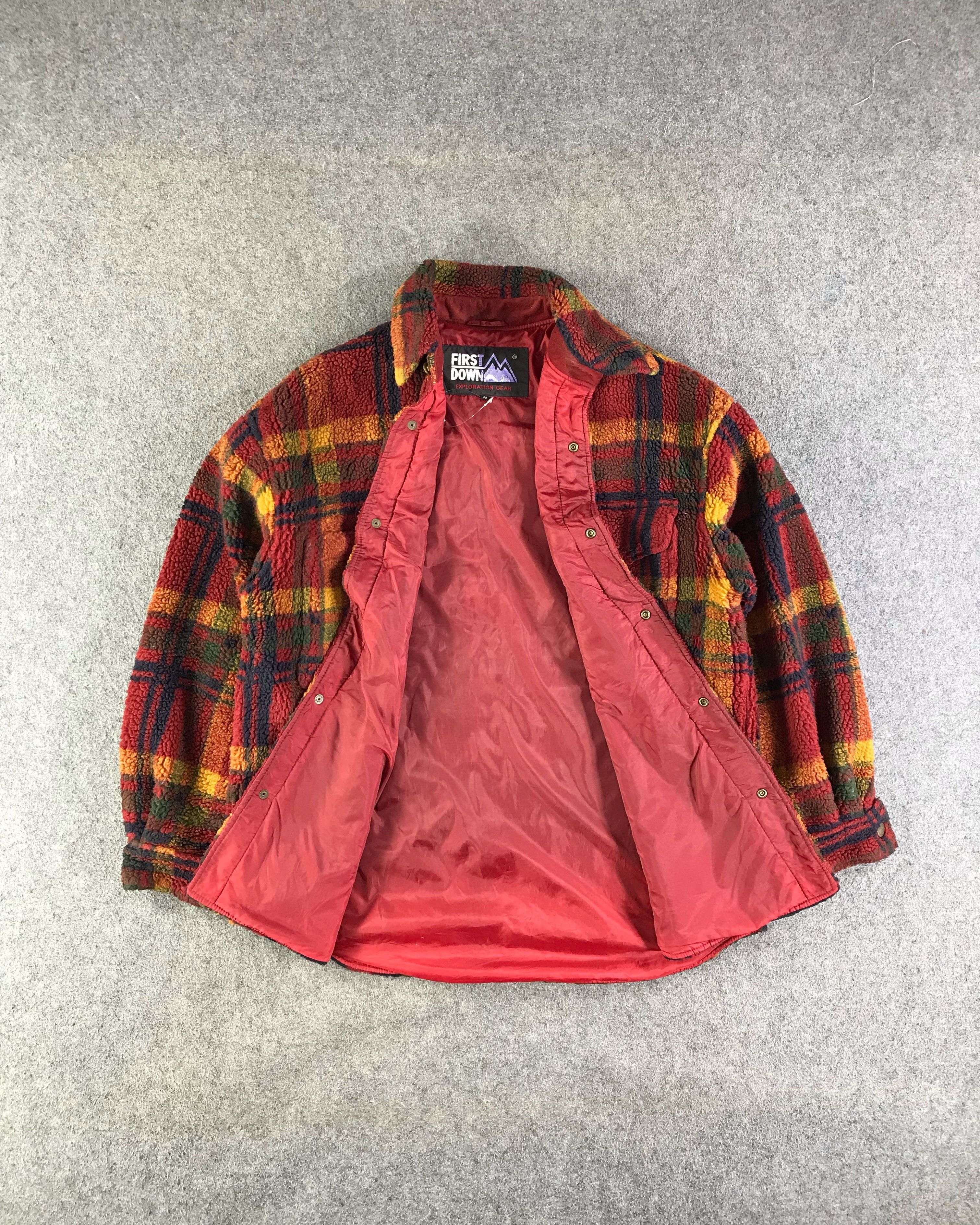 Japanese Brand First Down Fleece Plaid Jacket -JC291 Size US M / EU 48-50 / 2 - 2 Thumbnail