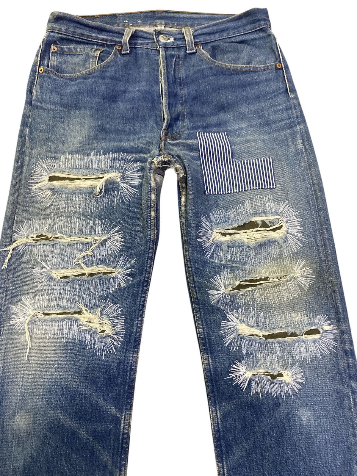 Levi's × Vintage Vintage Levi’s 501 Patchwork Repaired Jeans Size US 32 / EU 48 - 8 Thumbnail