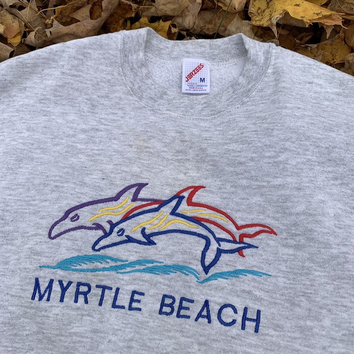 Jerzees Vintage Myrtle Beach Embroidered Sweater Size M / US 6-8 / IT 42-44 - 2 Thumbnail