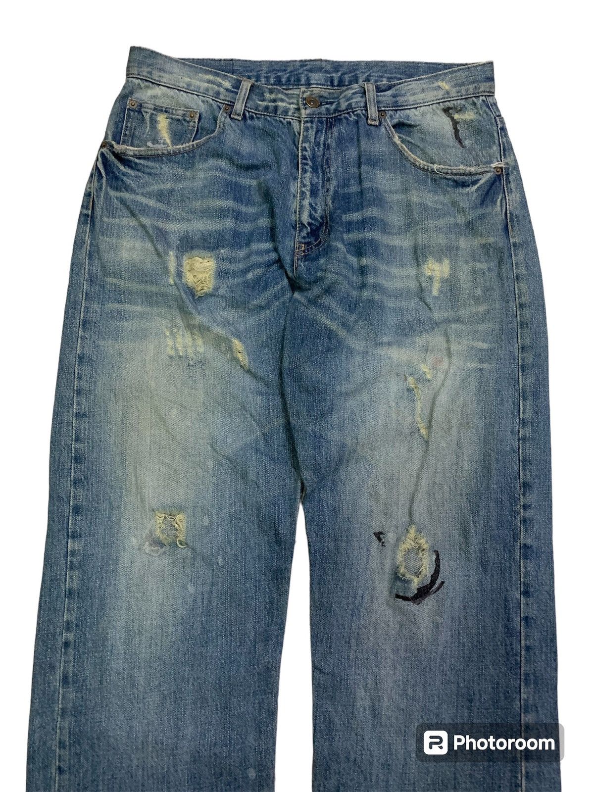 Beams Plus 💥Vintage Beams Plus Ripped Denim Size US 34 / EU 50 - 2 Thumbnail