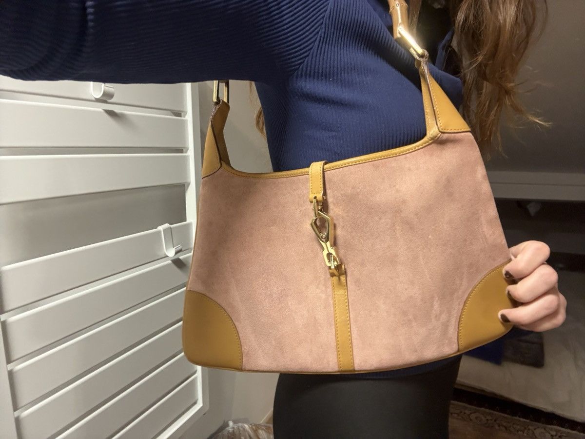 Gucci Gucci Jackie Vintage Handbag in Pink Suede with Bamboo Handl Size ONE SIZE - 14 Thumbnail