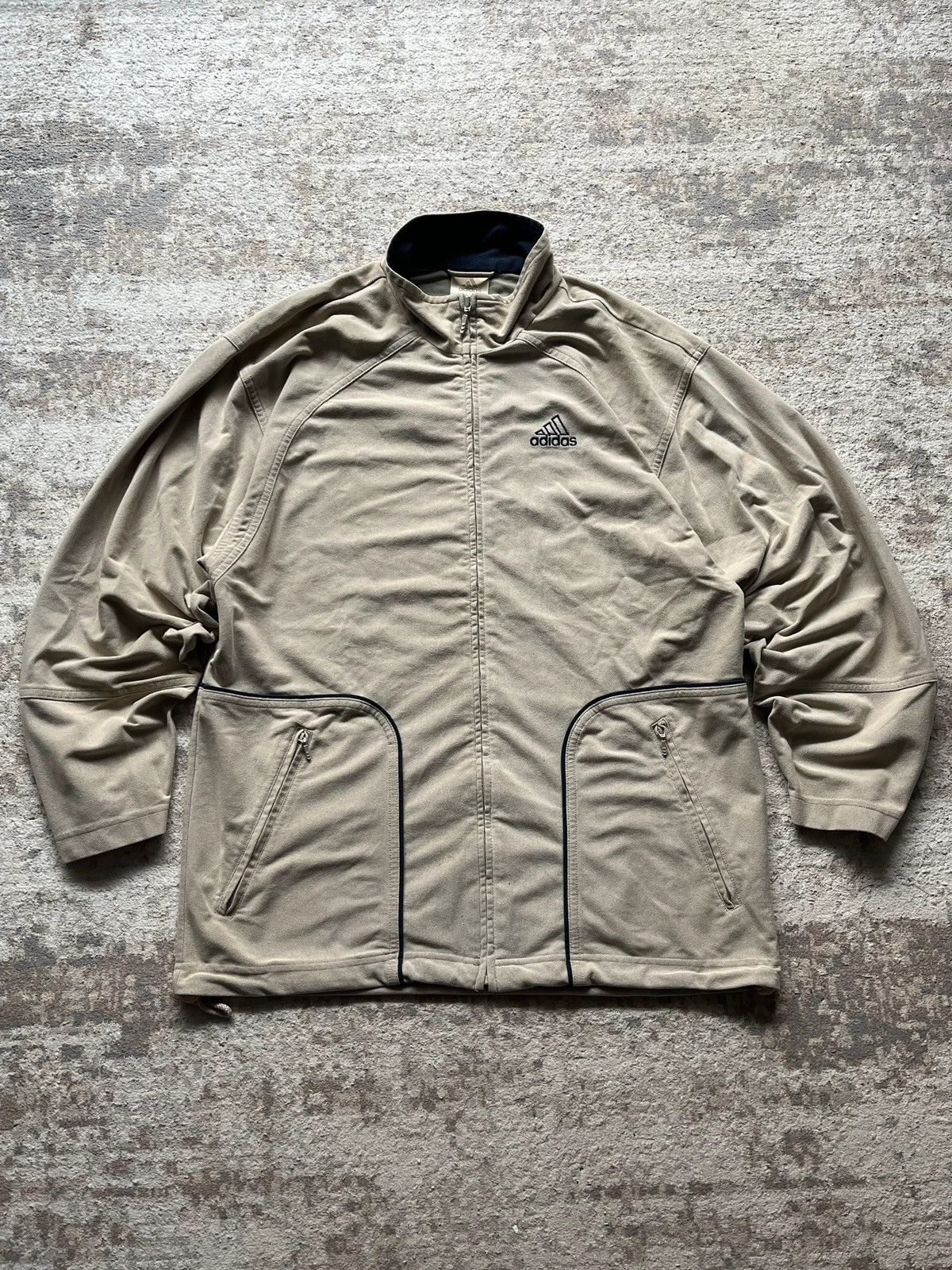 Adidas Adidas 2002 Y2K Beige Windbreaker Velour Track Jacket Rare Size US S / EU 44-46 / 1 - 2 Thumbnail