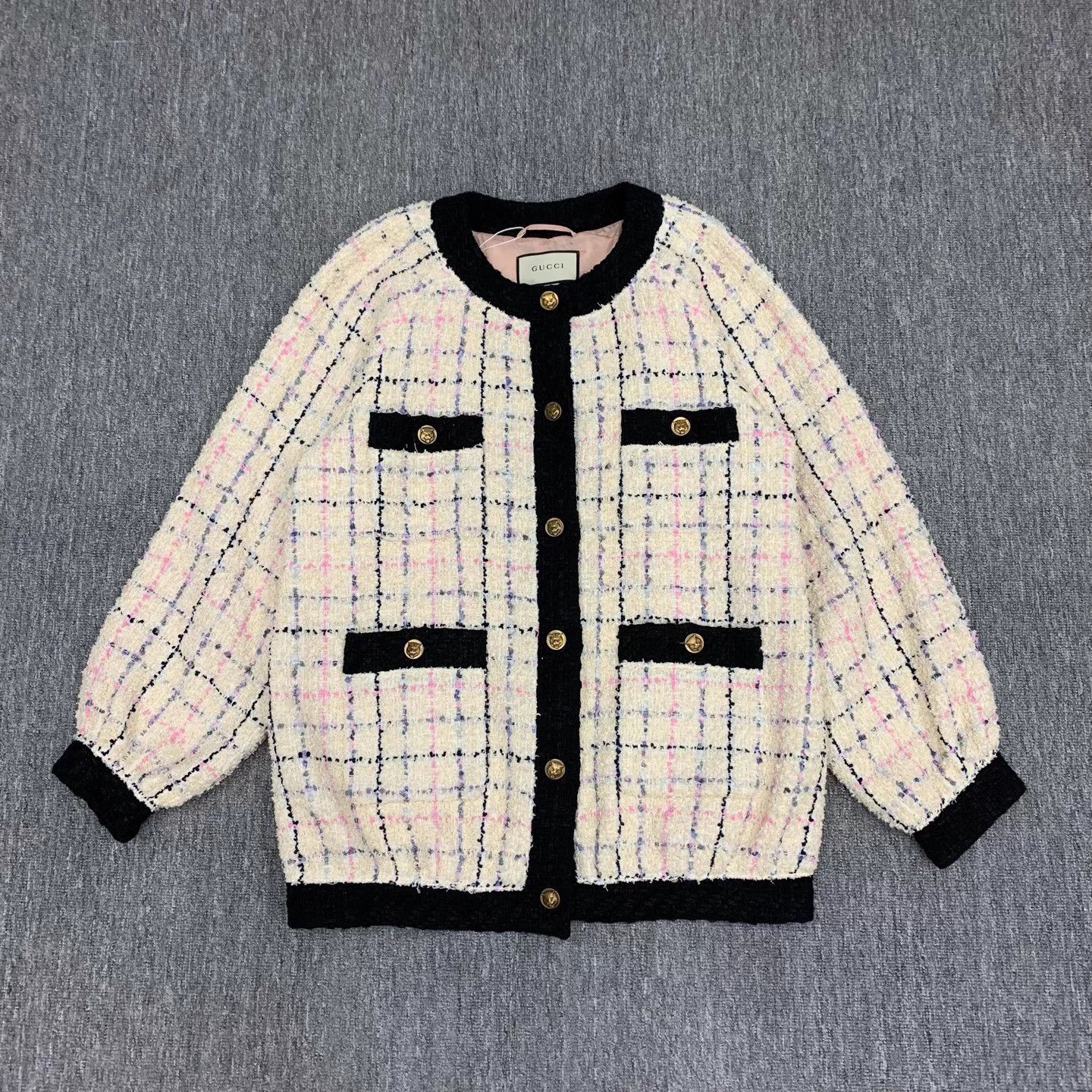 Gucci Gucci White Tweed Knit Cardigan Size L / US 10 / IT 46 - 1 Thumbnail