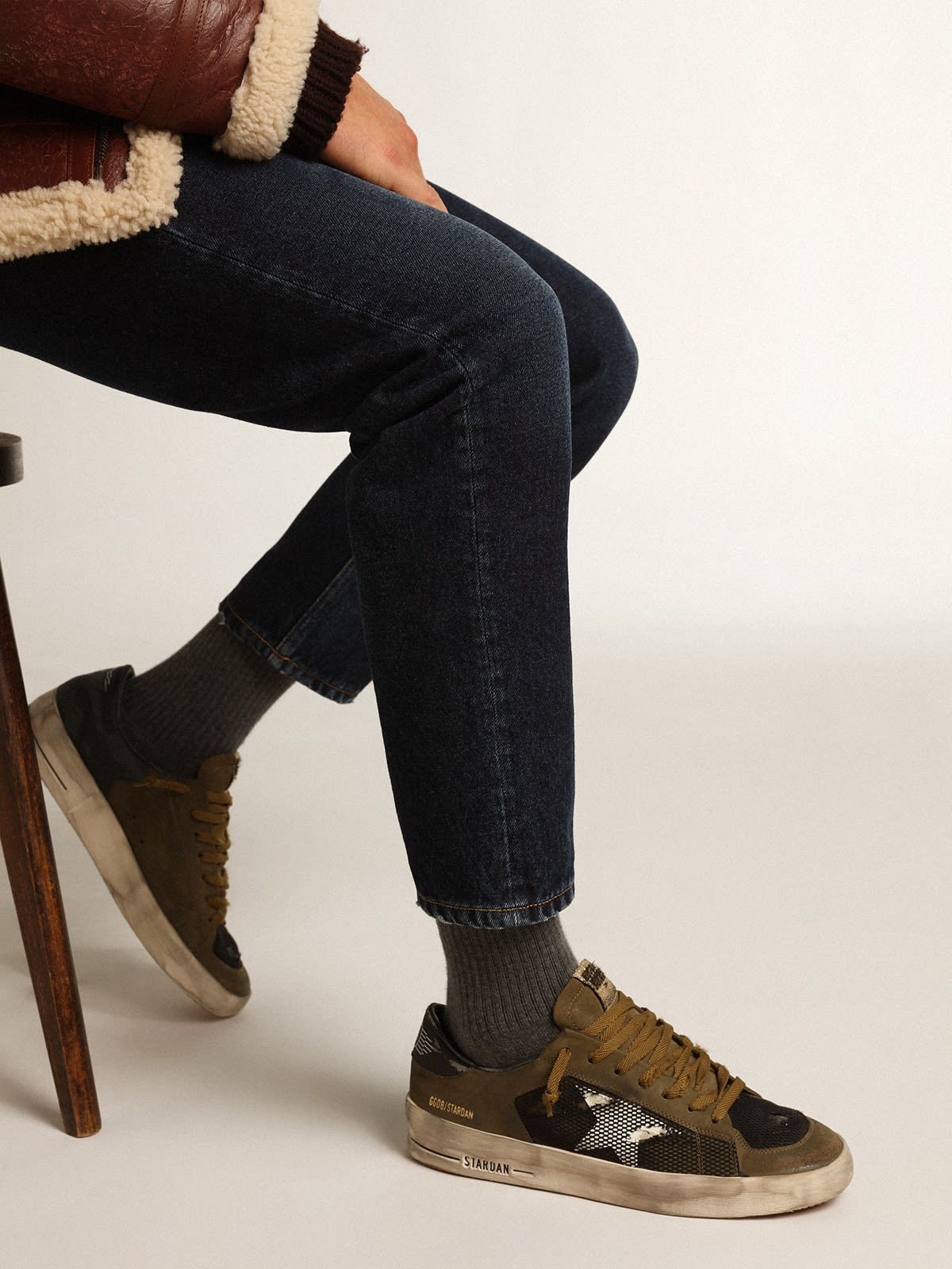 Golden Goose o1w1db10425 Stardan Low-Top Sneakers in Military Green/Black Size US 8 / EU 41 - 4 Thumbnail
