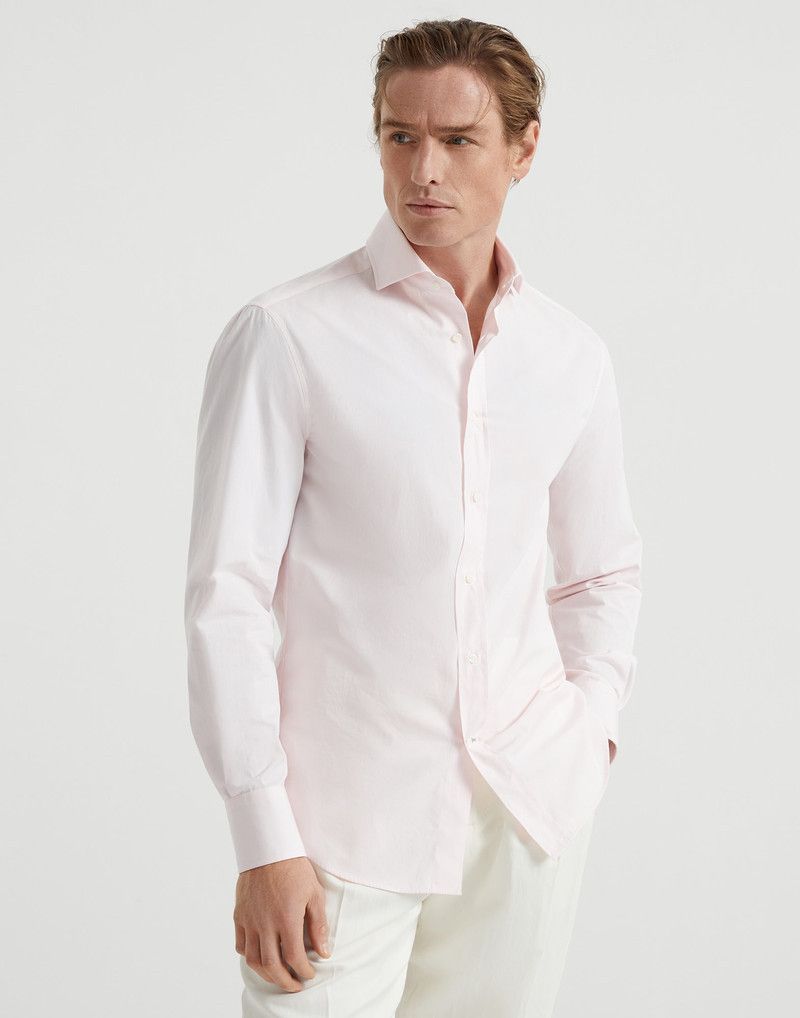 Brunello Cucinelli o1la1rc1a0326 Poplin Slim Fit Shirt in Light Pink Size US S / EU 44-46 / 1 - 1 Thumbnail