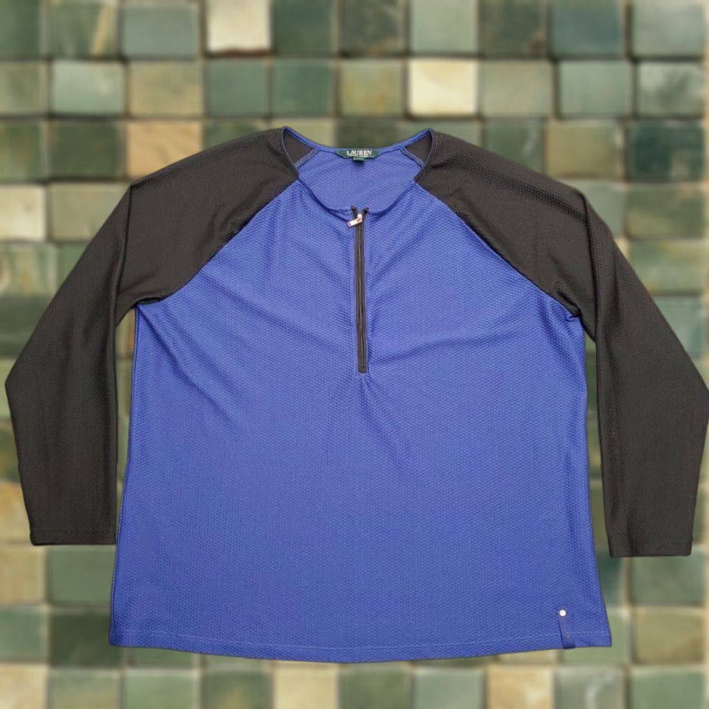 Polo Ralph Lauren VINTAGE Polo Ralph Lauren Shirt Women 2X Blue 1/2 Zip Thermal Waffle Raglan Stretch Size XXL / US 16-18 / IT 52-54 - 1 Thumbnail