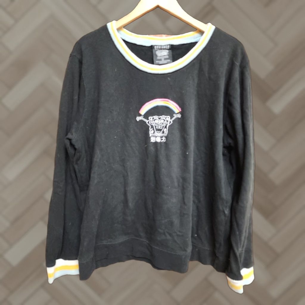 Vintage VINTAGE Box Lunch Womens Black Sponge Bob Embroidered Pullover Crewneck Sweater 2XL Size XXL / US 16-18 / IT 52-54 - 1 Thumbnail