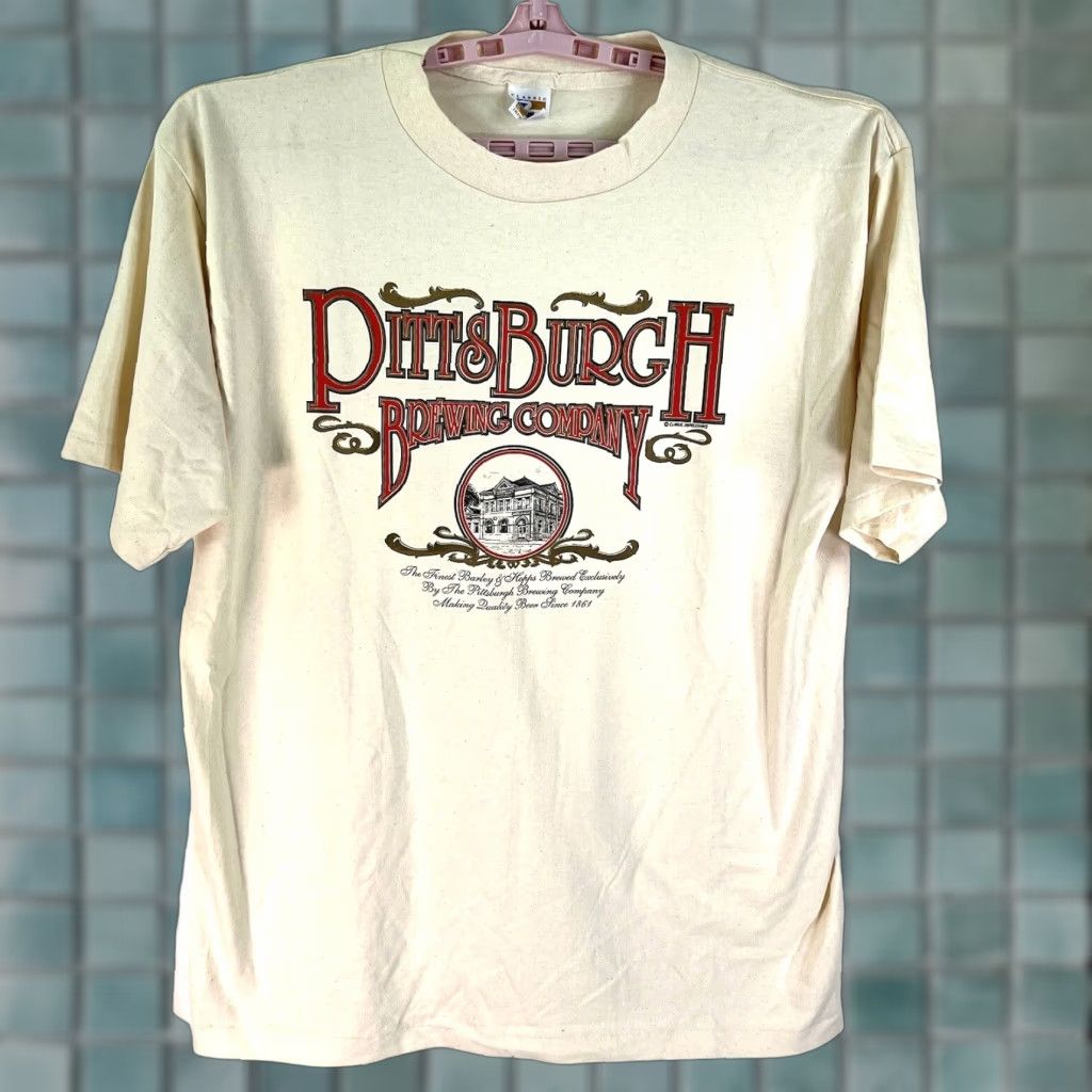 Vintage Pittsburg Brewing Co Shirt Mens XL Ivory Long Sleeve Graphic Tee Cream Graphic Print Beer 90s? Size US XL / EU 56 / 4 - 1 Thumbnail