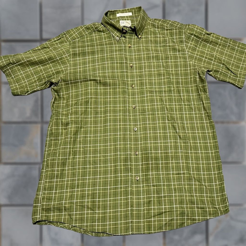 Vintage LL Bean Shirt Mens LT Green Plaid Wrinkle Resistant Short Sleeve Big & Tall Mens-LT Size US L / EU 52-54 / 3 - 1 Thumbnail