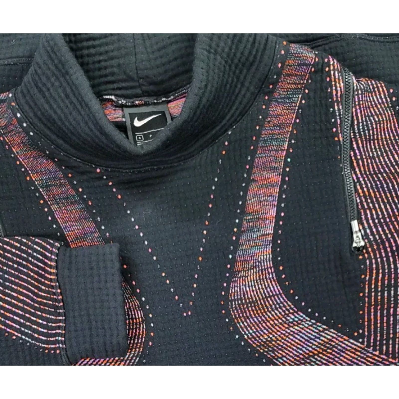 Nike Nike Womens Oversized Mock Neck Sweatshirt Black Geometric Pattern City Ready Tech Pack Sweater Size S / US 4 / IT 40 - 2 Thumbnail