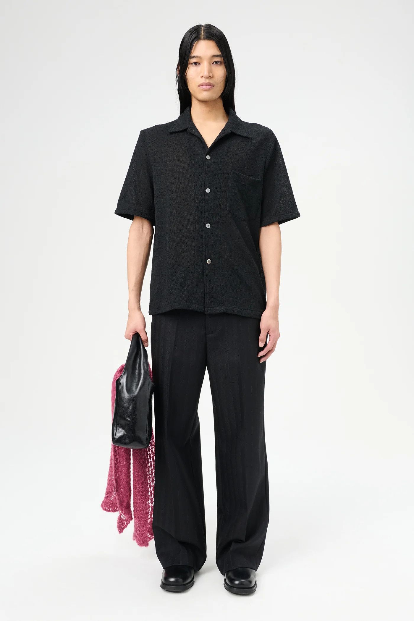 Our Legacy BOX SHIRT SHORTSLEEVE Black Boucle Size US S / EU 44-46 / 1 - 5 Thumbnail