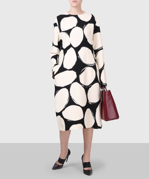 Marni o1y1025 Midi Dress in Ivory/Black Size M / US 6-8 / IT 42-44 - 2 Thumbnail