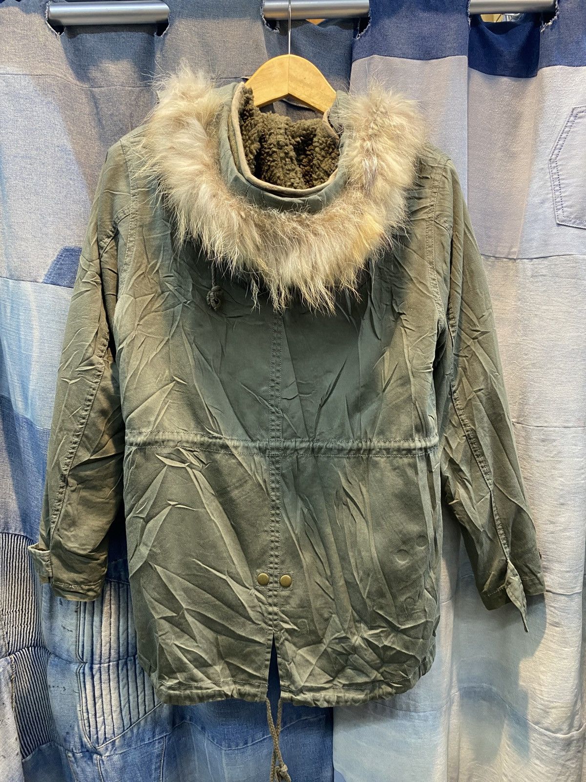 Other Olive green parka jacket with a furry hood Size US L / EU 52-54 / 3 - 7 Thumbnail