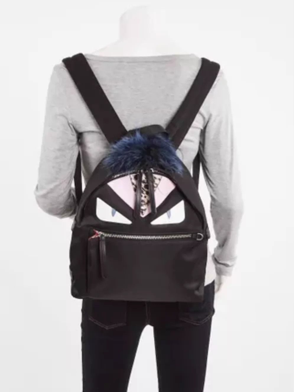 Fendi Fendi Bag Bugs Backpack Pink Leopard Blue Fur Size ONE SIZE - 6 Thumbnail