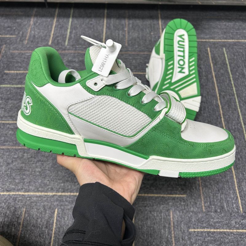 Louis Vuitton Louis Vuitton Trainer Low Top Sneakers in White Green -2508 Size US 8.5 / EU 41-42 - 6 Thumbnail