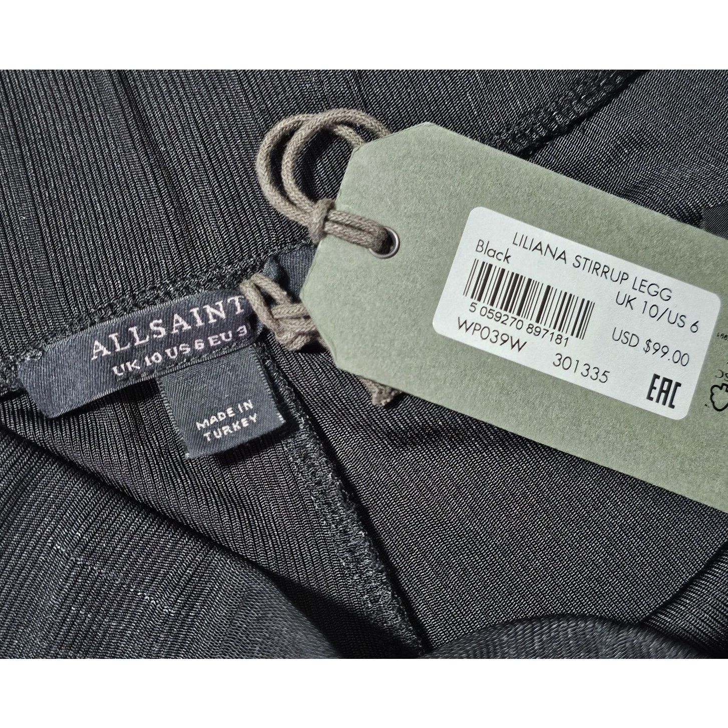 Allsaints NWT ALLSAINTS Black Ribbed Liliana Stirrup Leggings Pants 6 Size 28" / US 6 / IT 42 - 8 Thumbnail