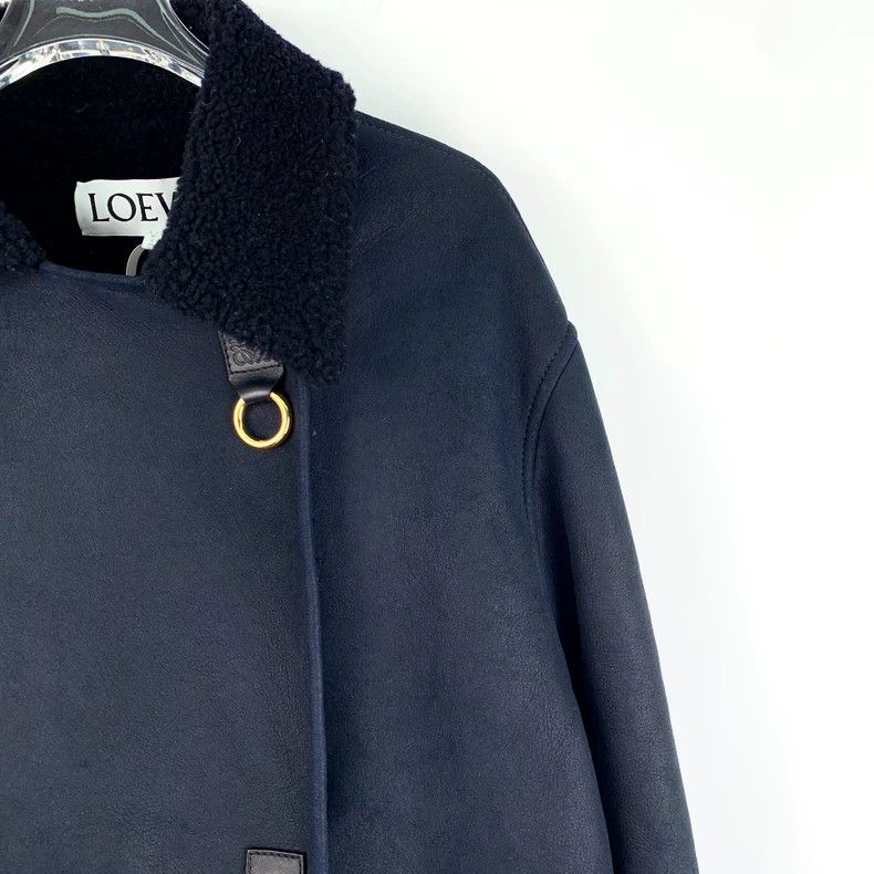 Loewe Loewe Dark blue collar long sleeve fur jacket Size S / US 4 / IT 40 - 3 Thumbnail