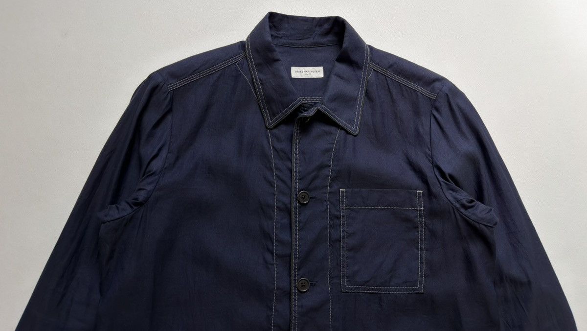 Dries Van Noten Dark Blue Contrast Stitch Utility Jacket Size US L / EU 52-54 / 3 - 3 Thumbnail