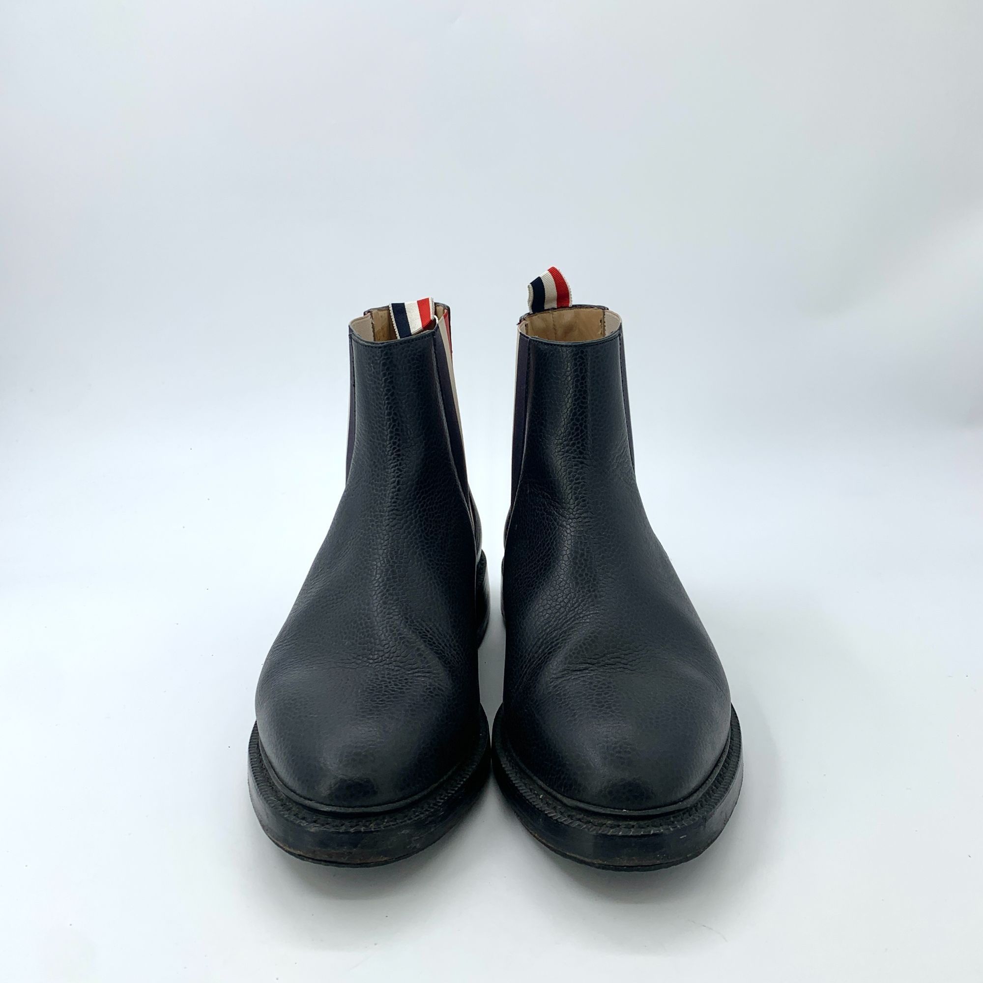 Thom Browne Thom Browne Black Striped Round-Toe Leather Chelsea Boots (S Size US 8.5 / EU 41-42 - 8 Thumbnail