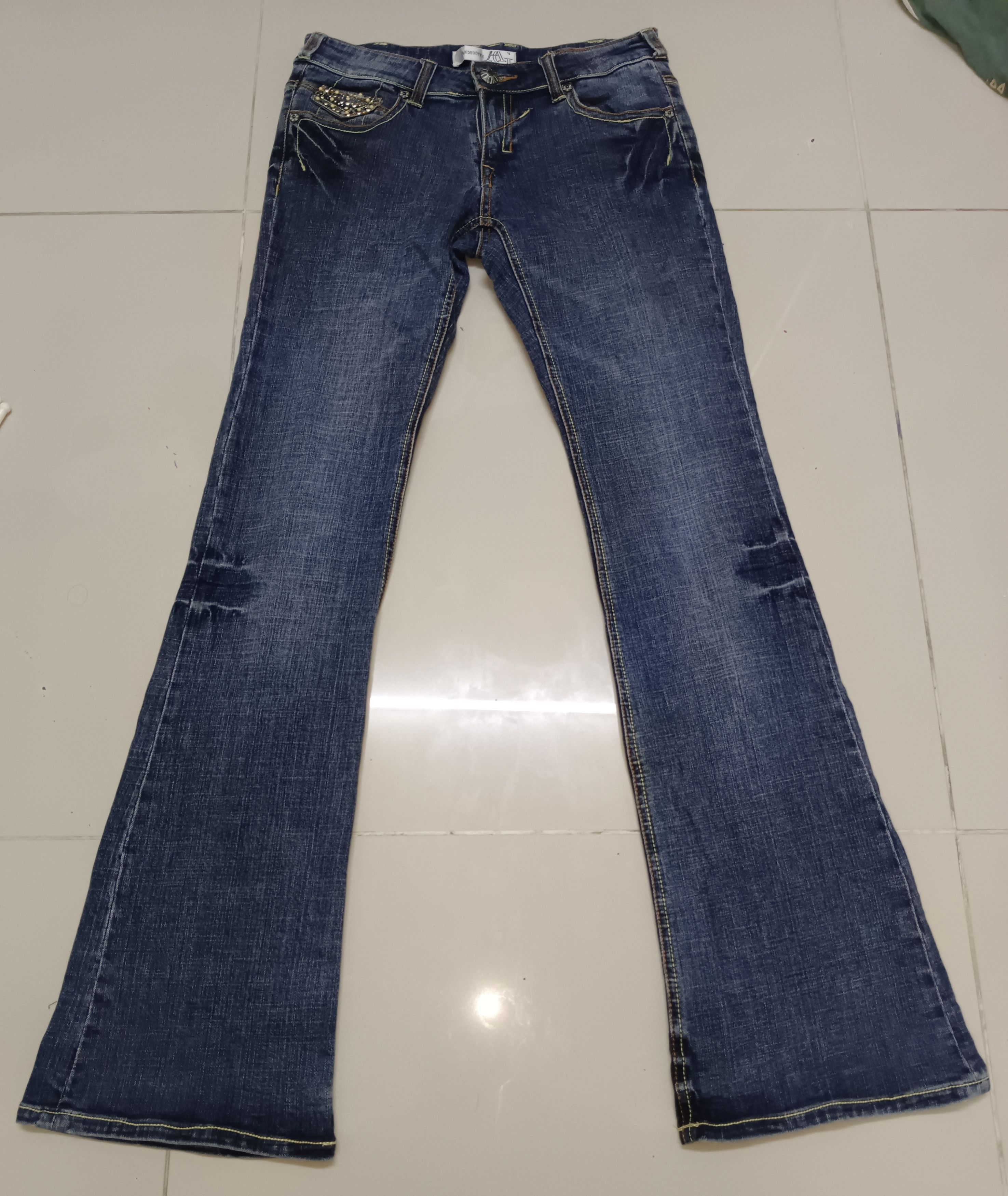 Japanese Brand Japanese Flare Jeans Crystal Goctic Punk Size US 29 - 4 Thumbnail