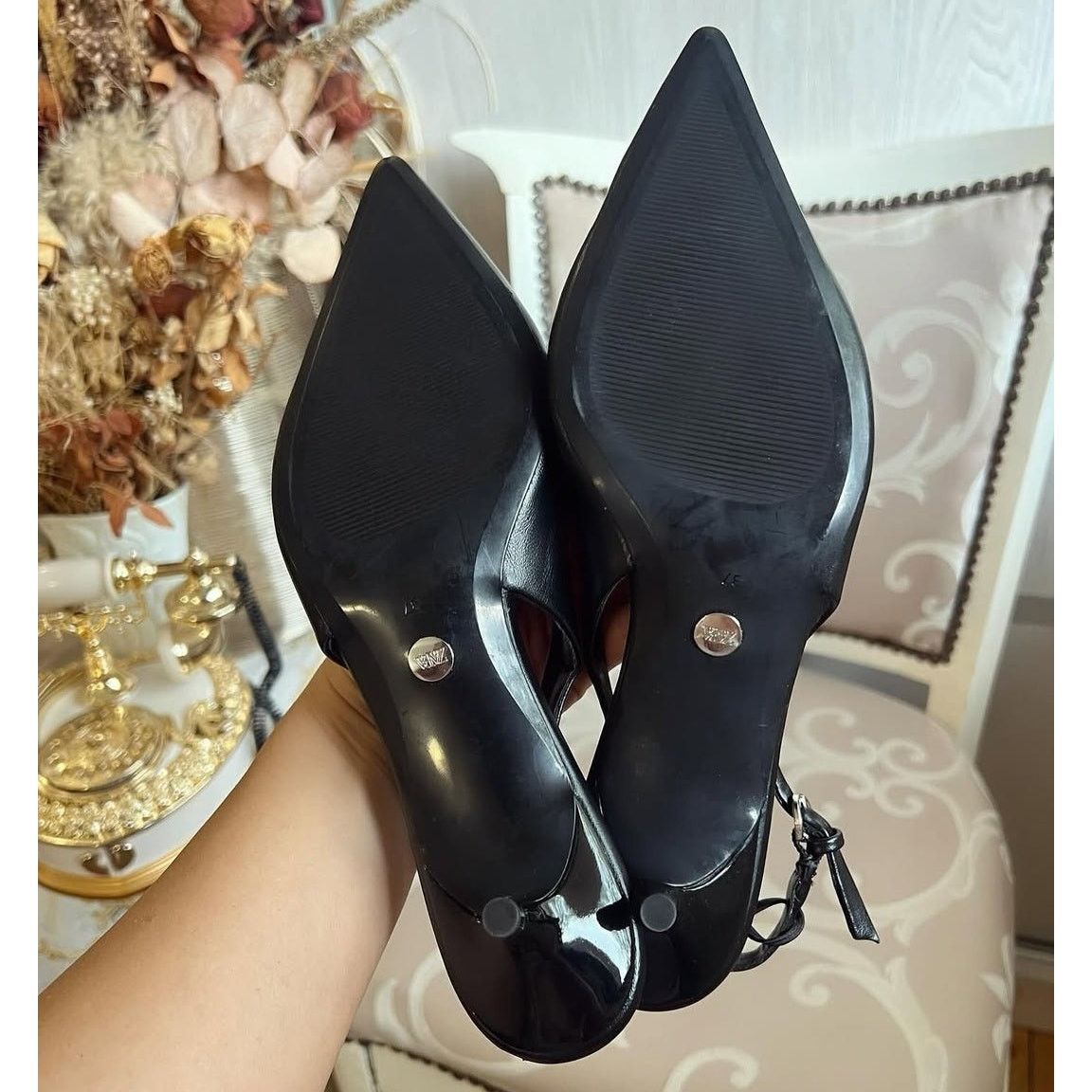 Zara Zara Studded Pointed Toe Slingback Kitten Heels NWT Size US 8 / IT 38 - 20 Thumbnail
