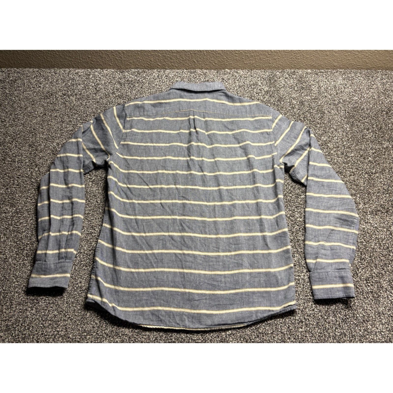 Marine Layer Marine Layer Shirt Mens M Blue Yellow Stripe Button-Up Short Sleeve Cotton Spun? Size US M / EU 48-50 / 2 - 4 Thumbnail