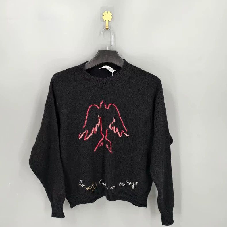 Dior Dior Peace dove embroidery hem logo black round neck sweate Size US XXS / EU 40 - 1 Thumbnail