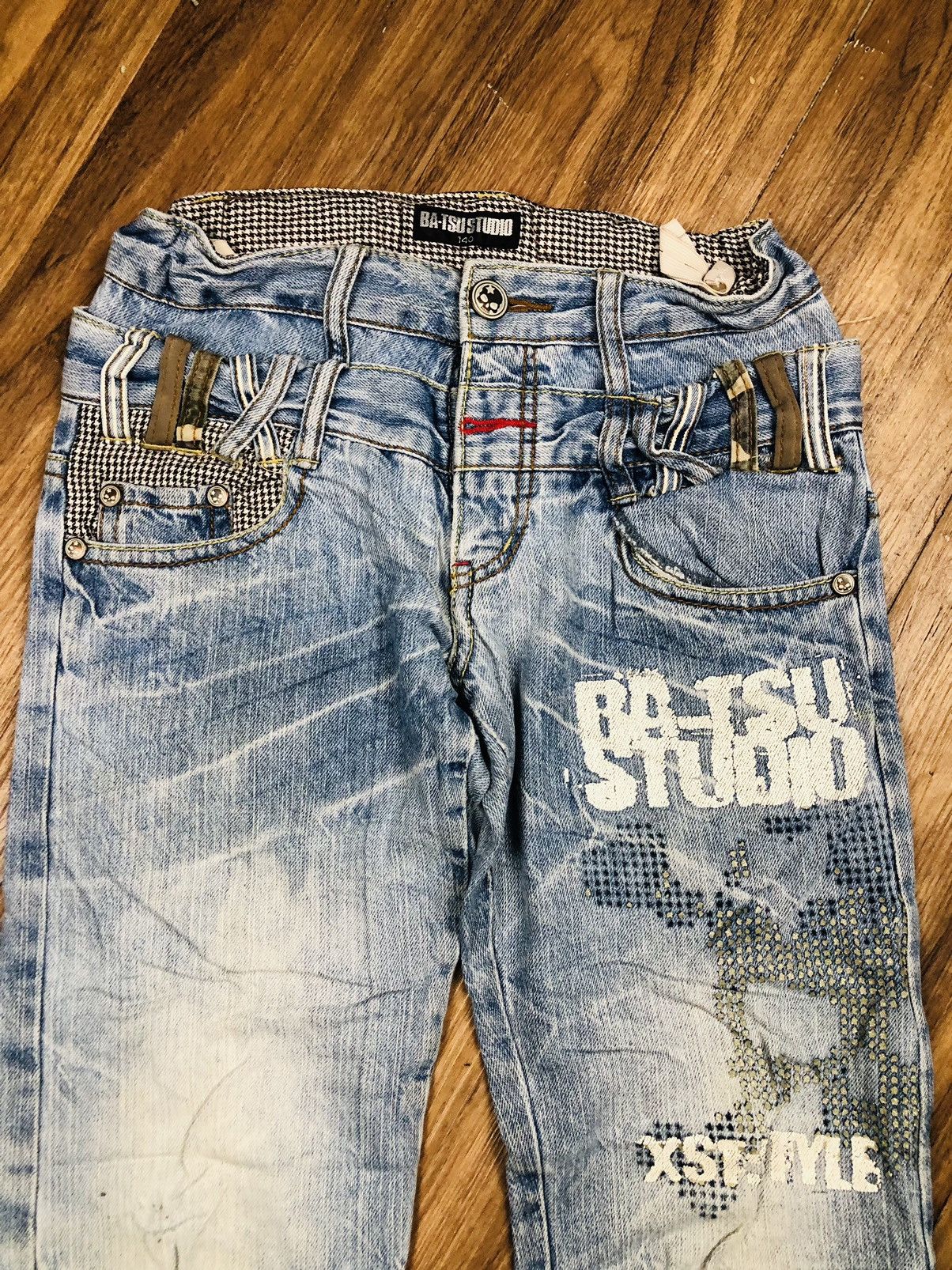 Japanese Brand BA-TSU STUDIO Y2K Reworked Distressed Denim (37) Size US 27 - 3 Thumbnail
