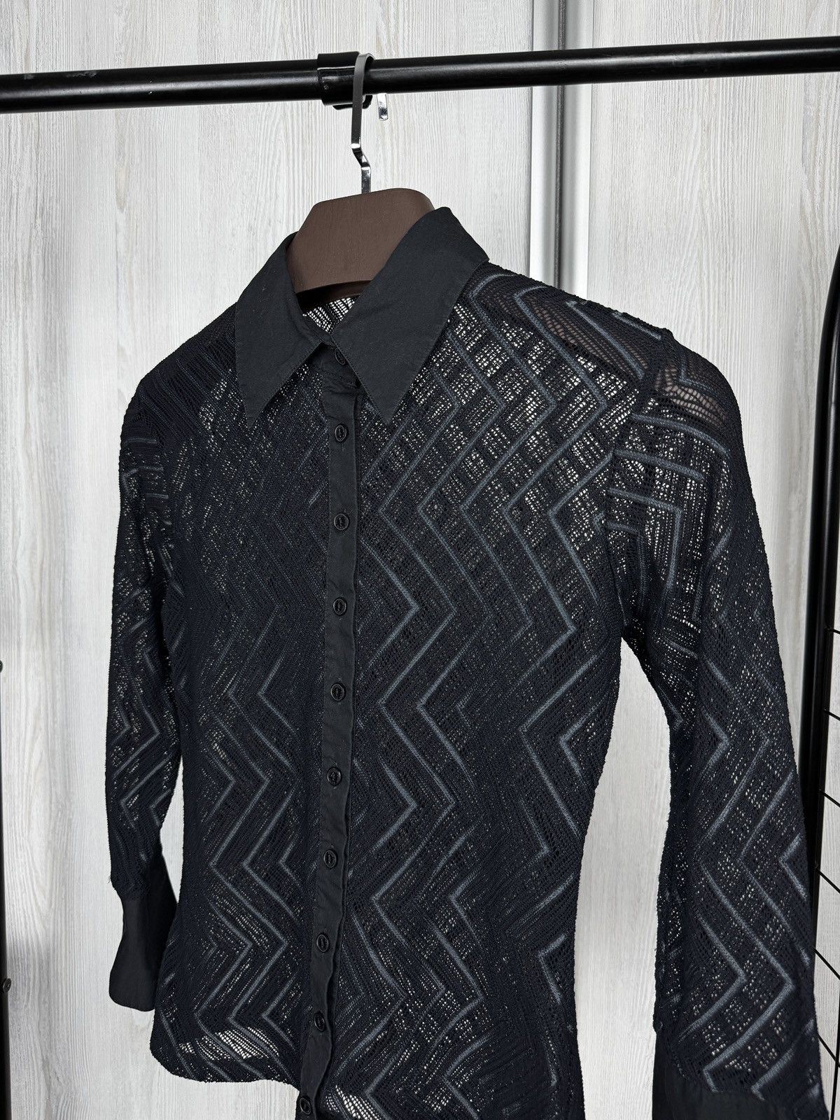 ANNE FONTAINE Anne Fontaine Paris black lace button up blouse luxury Size S / US 4 / IT 40 - 5 Thumbnail