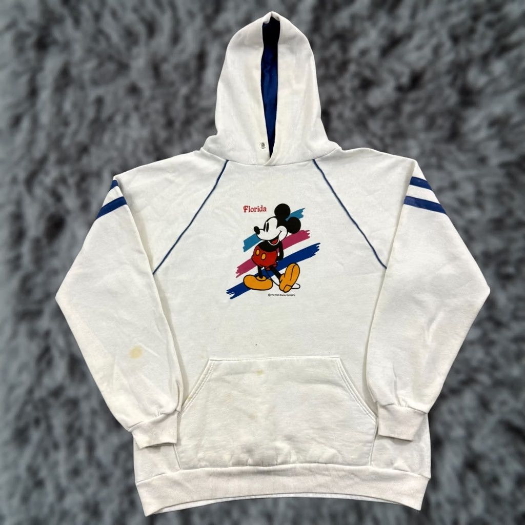 Disney VINTAGE Disney Mickey Mouse Sweatshirt Hooded Logo 80s Disney World Sweatshirt Mens M White Size US M / EU 48-50 / 2 - 1 Thumbnail