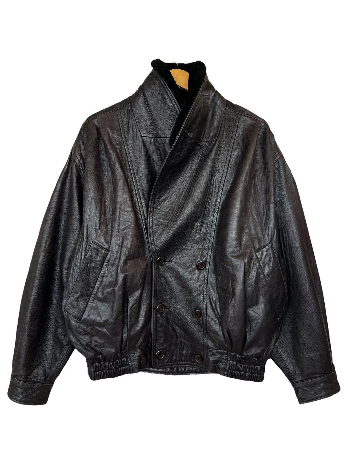 Vintage Vintage Black Shearling Fur Leather Coat Jacket Size US XL / EU 56 / 4 - 4 Thumbnail
