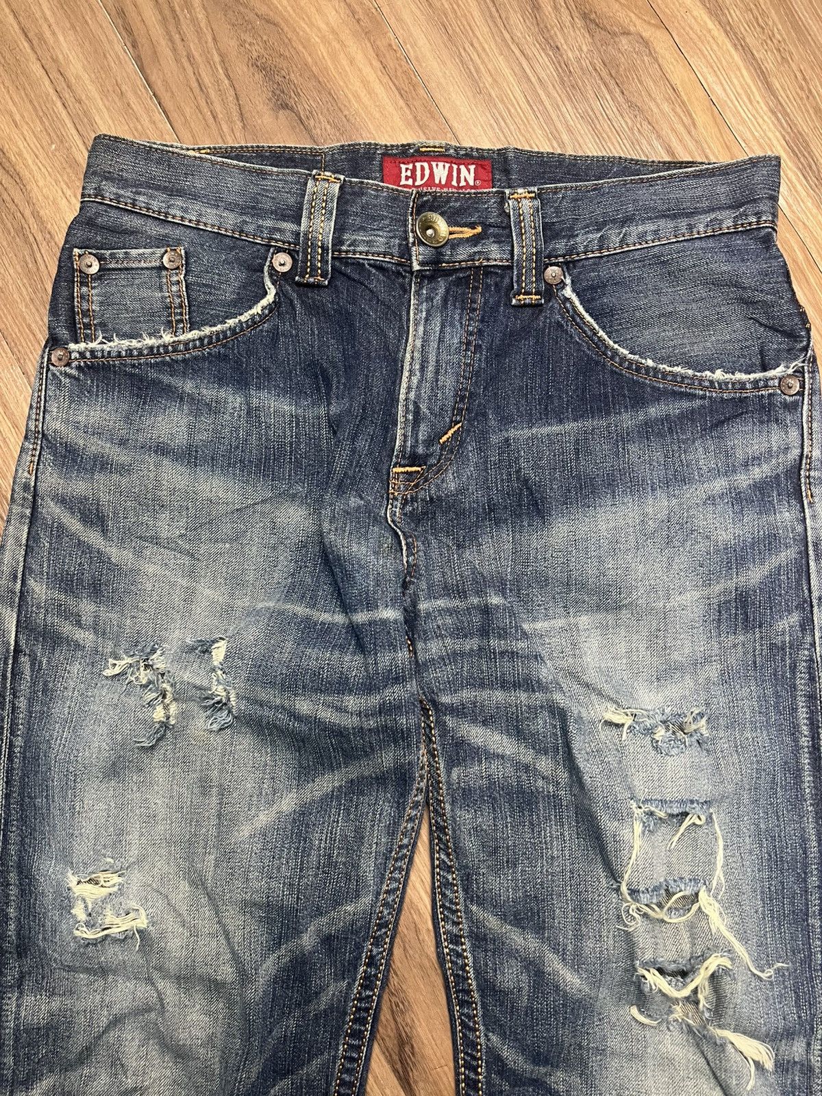 Edwin Edwin Japan Denim Ripped Distressed Relaxed Fit Jeans (42) Size US 30 / EU 46 - 3 Thumbnail