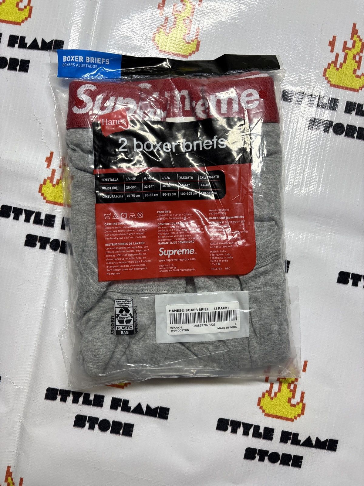 Supreme Supreme Hanes Boxer Briefs (2pack) Heather Grey Size 30 - 2 Thumbnail