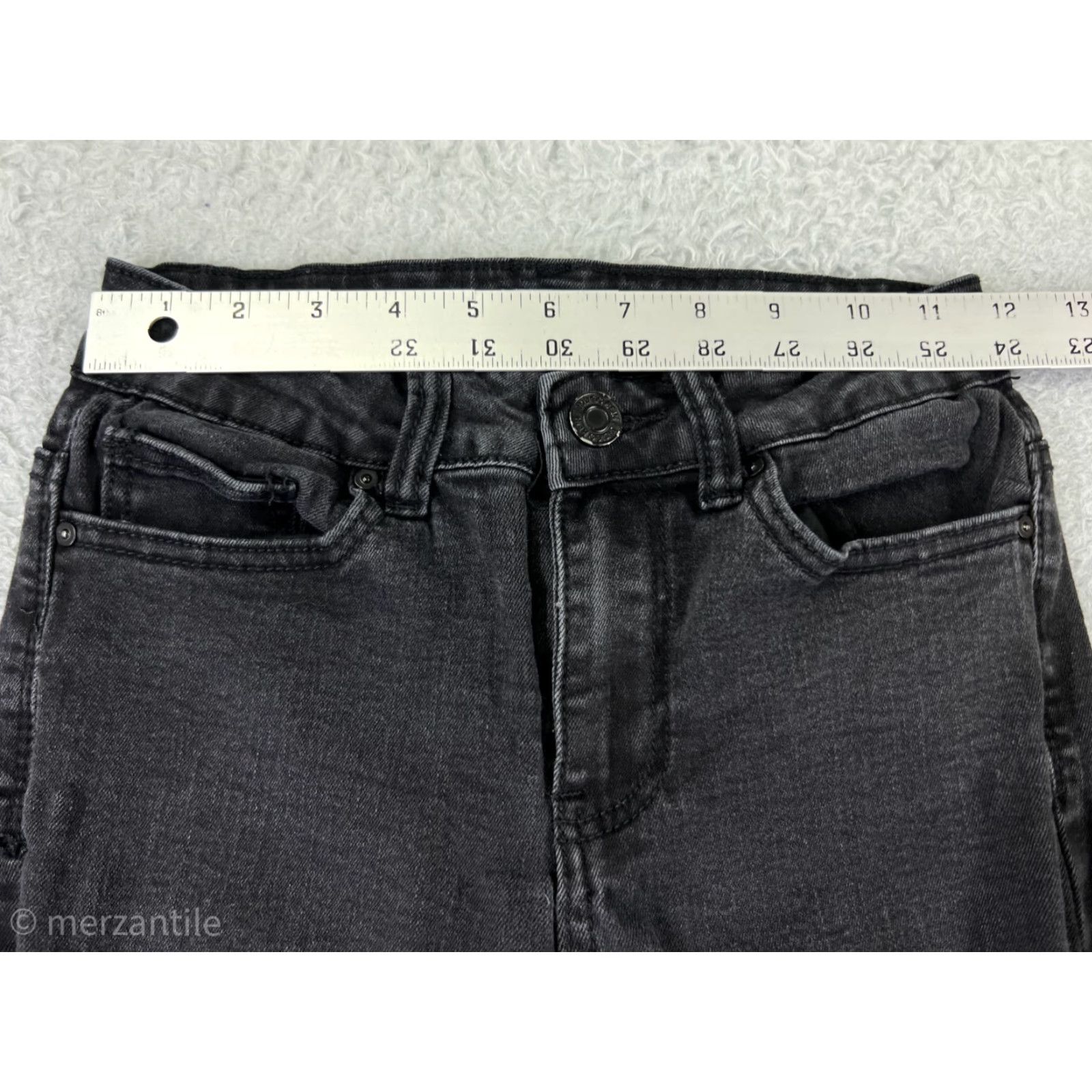 Vintage VINTAGE Indigo Rein Jeans Womens 3 Black Denim Flared Distressed Cotton Blend Hook: Zip, Logo Size 26" / US 2 / IT 38 - 4 Thumbnail