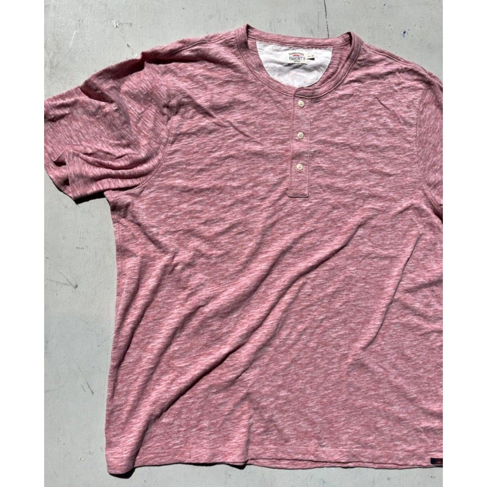 Faherty Faherty T-Shirt Henley Pink Solid 2XL City Preppy Casual Beach Oversized Mens Shirt Size US XXL / EU 58 / 5 - 4 Thumbnail