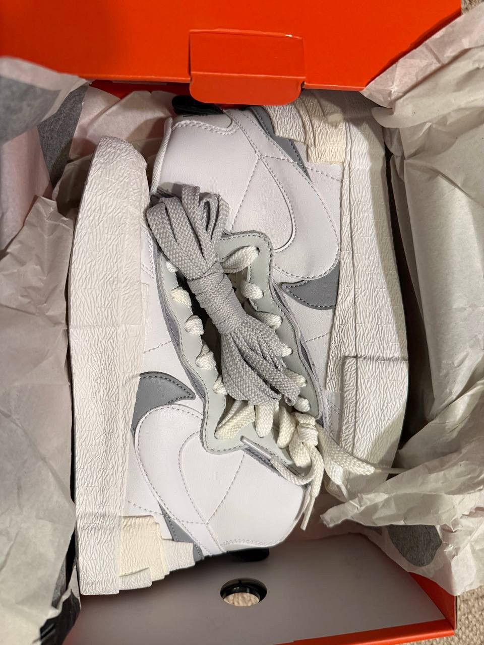 Nike × Sacai Sacai x Nike Blazer Mid White Grey sneakers Size US 5.5 / IT 35.5 - 1 Thumbnail