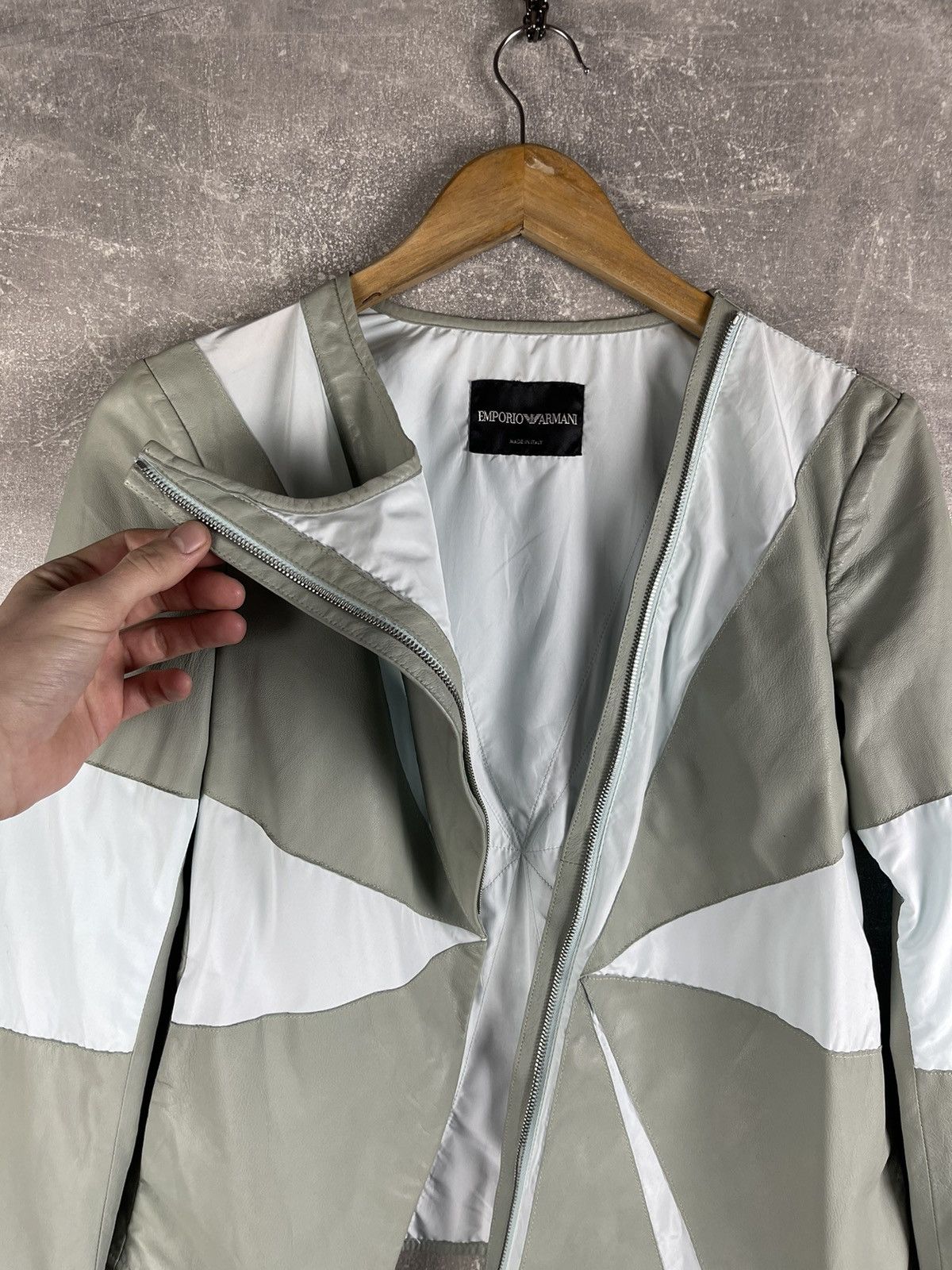 Emporio Armani Emporio Armani Leather Nylon Geometric Panel Jacket Size S / US 4 / IT 40 - 9 Thumbnail