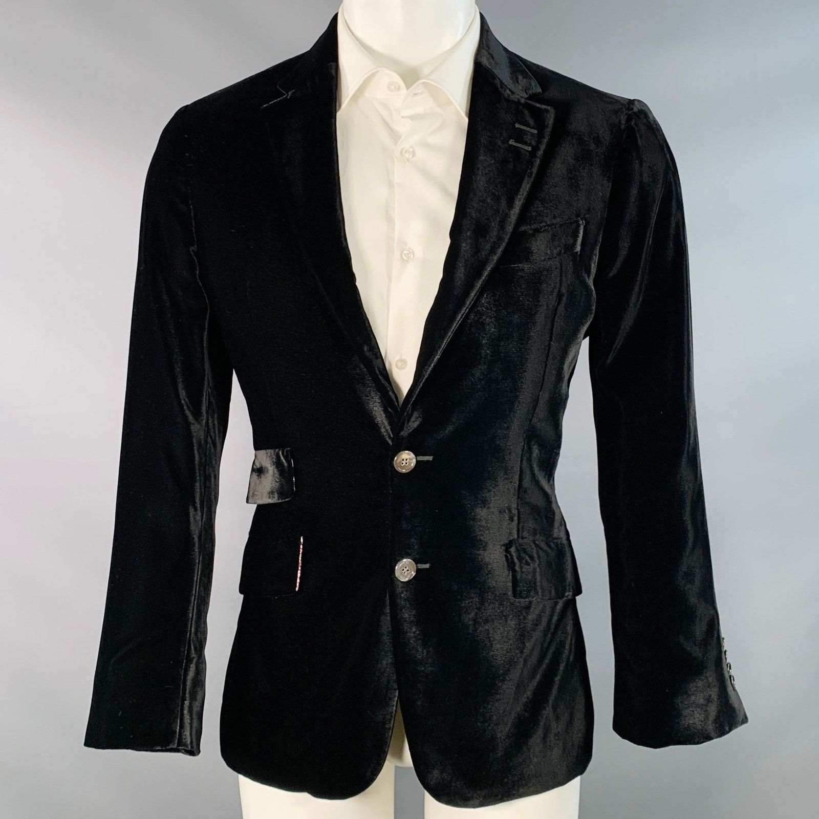 Paul Smith The Byard Black Velvet Viscose Blend Notch Lapel Sport Coat Size 38R - 1 Thumbnail