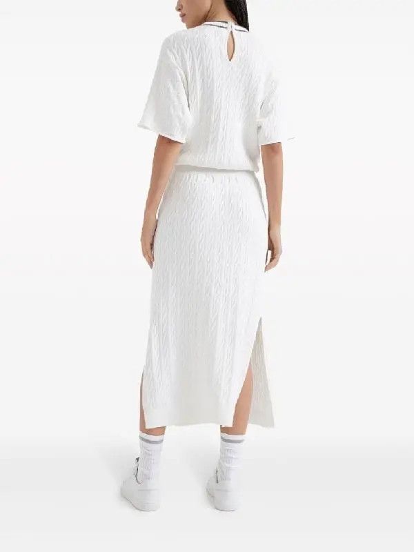Brunello Cucinelli o1w1db10825 Dress in Open White Size XL / US 12-14 / IT 48-50 - 3 Thumbnail