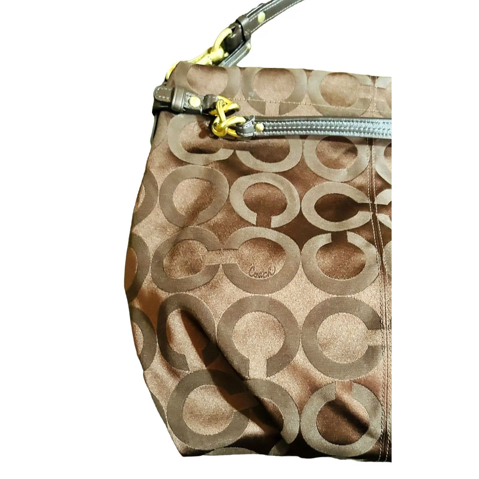 Coach VINTAGE Coach Madison Julianne Purse Tote Satchel Leather/Fabric C Monogram Logo Women’s Size ONE SIZE - 4 Thumbnail