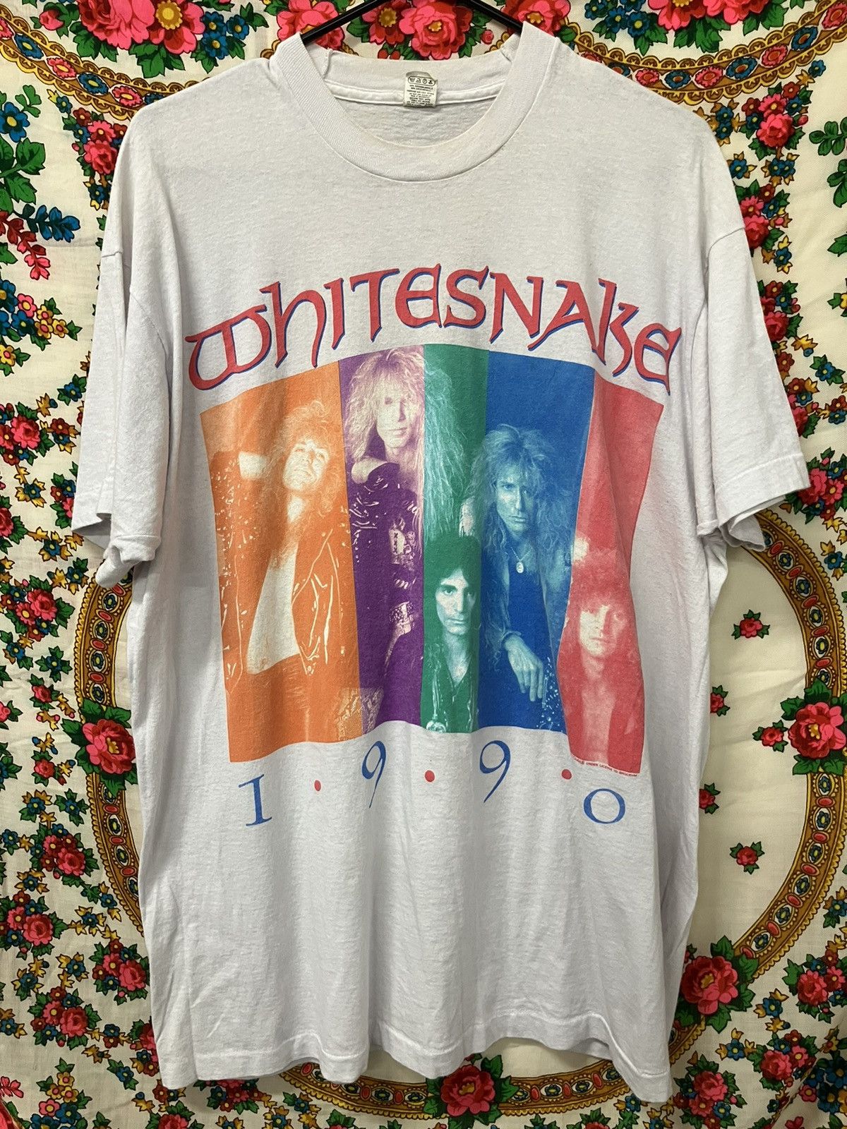 image of Band Tees x Screen Stars Vintage ‘90 Whitesnake Annuit Coeptis Single Stitch Tee, Men's (Size 2XL)